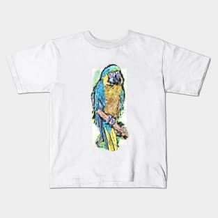 Watercolor Sketch Style Colorful Bird Kids T-Shirt